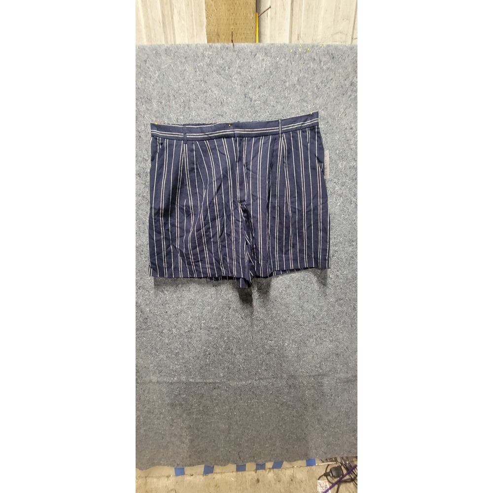 Time & Tru Women's Pleated Linen Shorts w/ pockets Dark Navy Stripe Size XXL(20)